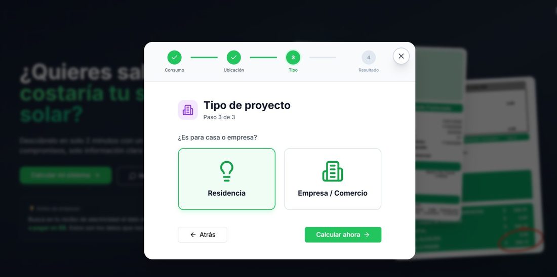 RENOVA calculator — project type step